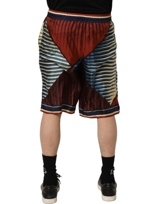 Multicolor Geometric Silk Men Bermuda Shorts