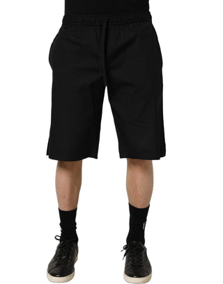 Black Cotton Sweatshorts Men Bermuda Shorts