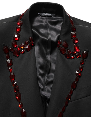 Black Wool Crystal Embellished 2 Piece Suit