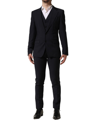 Black Wool Slim Fit Formal 3 Piece Men Suit