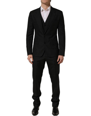Dark Gray Stripes Slim Fit Formal 3 Piece Suit