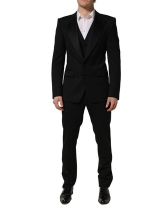 Black Wool Slim Fit Formal 3 Piece Men Suit