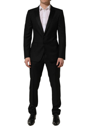 Black Wool Slim Fit Formal 2 Piece Men Suit
