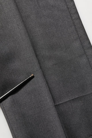 Gray Wool Slim Fit Formal 2 Piece Men Suit
