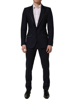 Dark Blue Wool Slim Fit Formal 2 Piece Men Suit