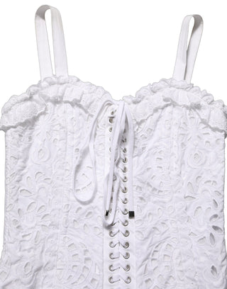 White Broderie Anglaise Cotton Mini Dress