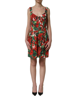 Multicolor Geranium Print A-line Mini Dress