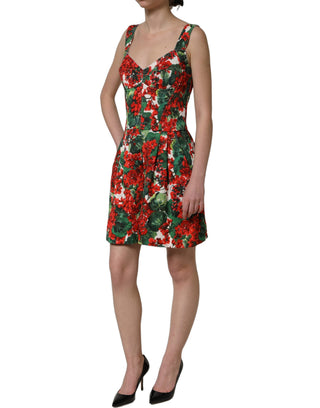 Multicolor Geranium Print A-line Mini Dress