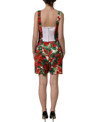 Multicolor Geranium Print A-line Mini Dress