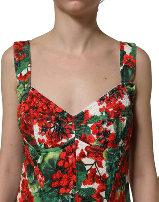 Multicolor Geranium Print A-line Mini Dress