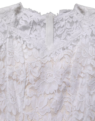 Vestido largo de gala sirena con encaje floral blanco