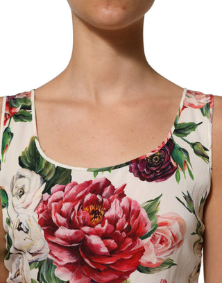 White Floral Sheath Sleeveless Mini Dress