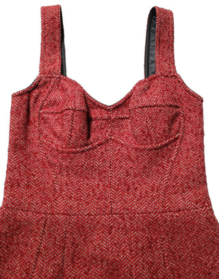 Multicolor Tweed Belted Babydoll Mini Dress