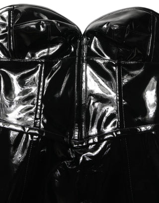 Black Patent Leather Corset Style Mini Dress