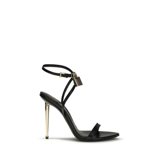 Sandalen mit Stilettoabsatz aus schwarzem Ziegenleder