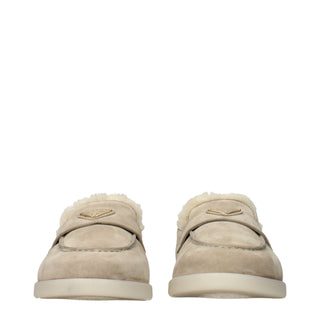 Beige Leather Slip-On Loafers