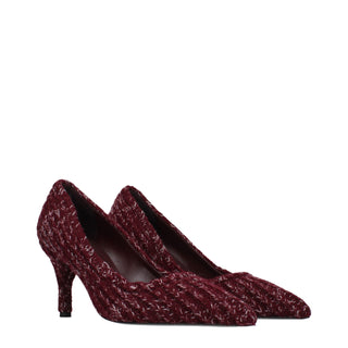 Red Fabric Mid Heel Pumps