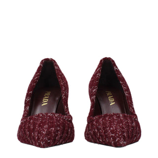 Red Fabric Mid Heel Pumps