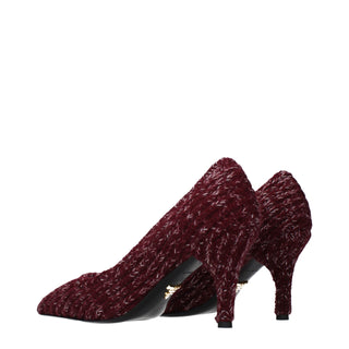 Red Fabric Mid Heel Pumps