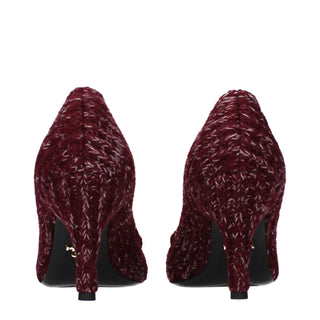 Red Fabric Mid Heel Pumps