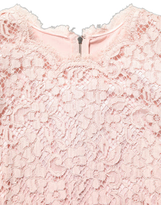 Pink Cotton Floral Lace Sleeveless Mini Dress