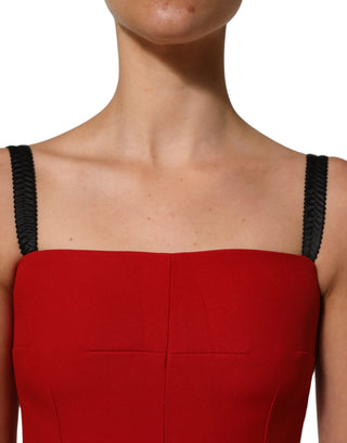 Red Stretch Bodycon Sheath Knee Length Dress