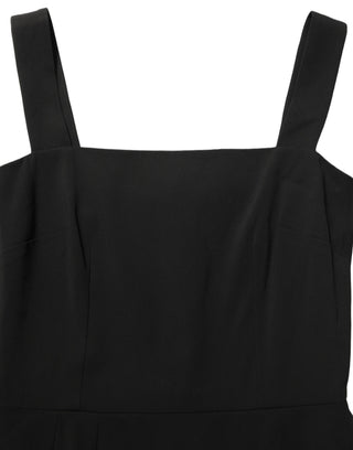 Black Viscose Stretch Sheath Midi Dress