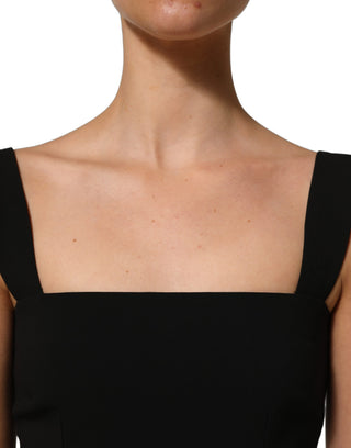 Black Viscose Stretch Sheath Midi Dress