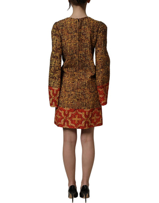 Multicolor Mosaic Long Sleeves Mini Dress