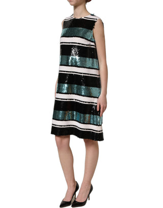 Multicolor Sequined Sleeveless Shift Dress