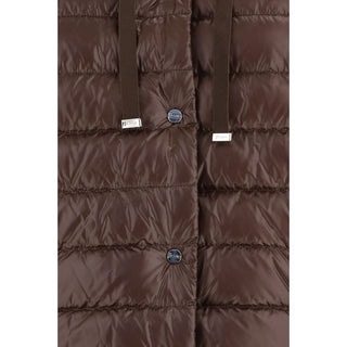 Brown Polyester Full-Length Jacket