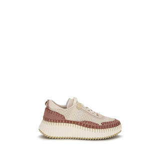Beige Nylon Chunky Sneakers
