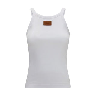 White Cotton Sleeveles T-Shirt