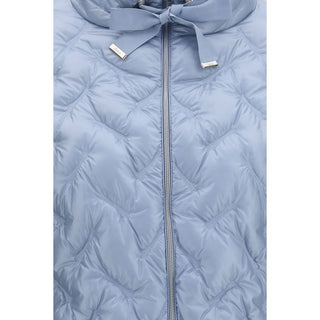 Blue Polyester Full-Length Jacket