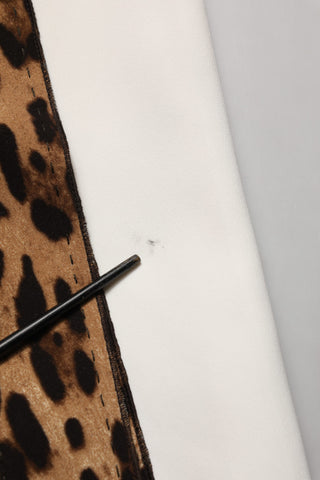 White Leopard Sleeveless Sheath Midi Dress