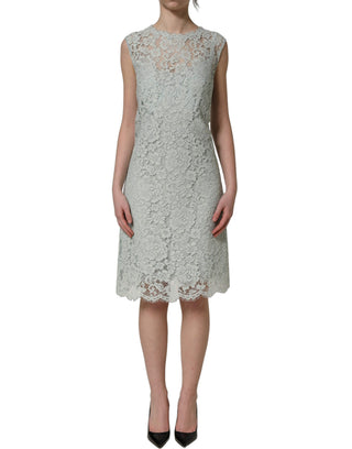 Mint Green Lace Sleeveless Knee Length Dress