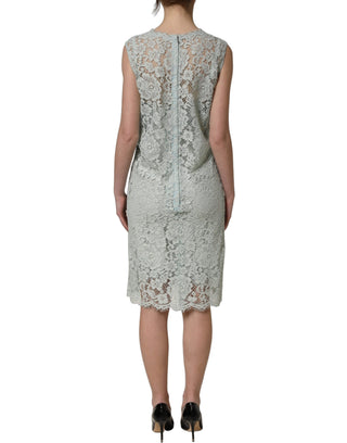 Mint Green Lace Sleeveless Knee Length Dress