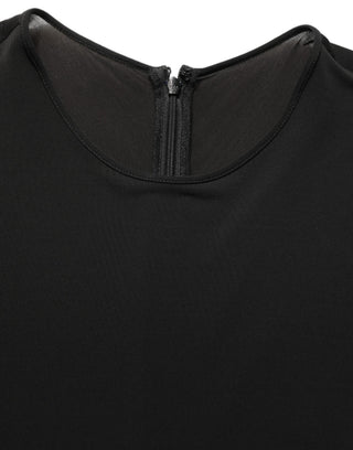 Vestido maxi ajustado de manga larga de algodón negro