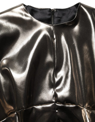 Metallic Gold Polyester LongSleeve Maxi Dress