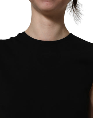 Vestido maxi sin mangas negro con detalle de recorte