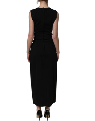 Vestido maxi sin mangas negro con detalle de recorte