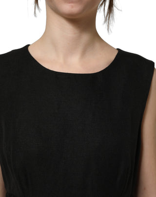 Black Floral Lace Sleeveless Shift Dress