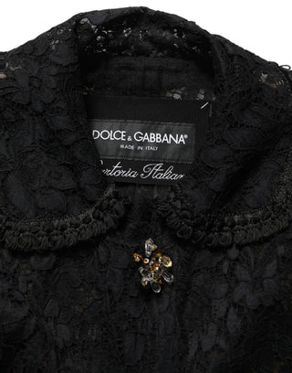 Black Embellished Guipure Lace Coat Jacket