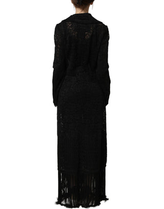 Black Embellished Guipure Lace Coat Jacket