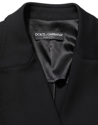 Black Double Breasted Crepe Blazer Jacket