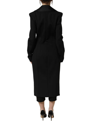 Black Nylon Double Breasted Coat Jacket