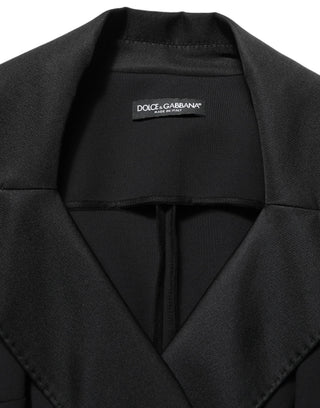 Black Nylon Double Breasted Coat Jacket