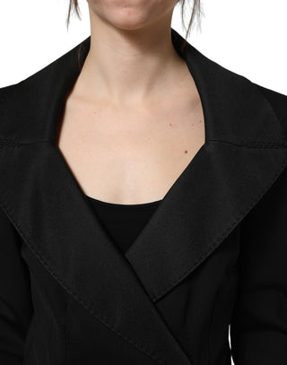 Black Nylon Double Breasted Coat Jacket