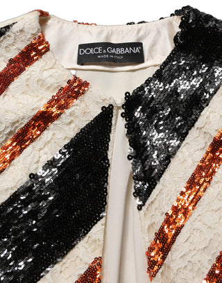 Multicolor Stripe Sequin Duster Coat Jacket