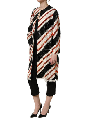 Multicolor Stripe Sequin Duster Coat Jacket